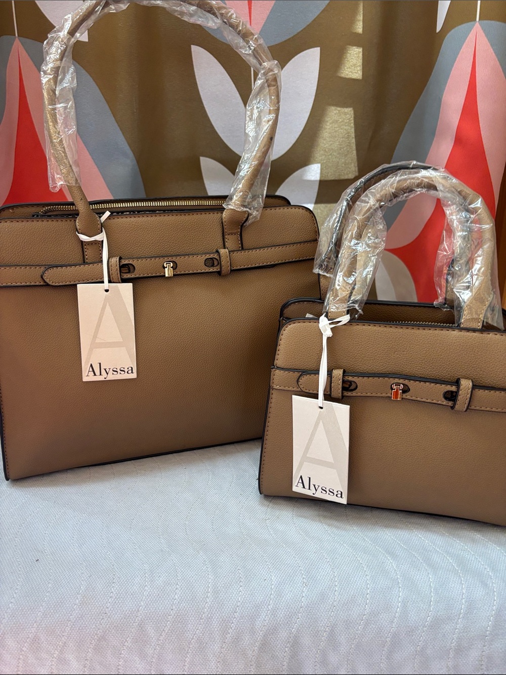 Tan Structured Tote Bag - Classic Tan Women’s Handbag set of two